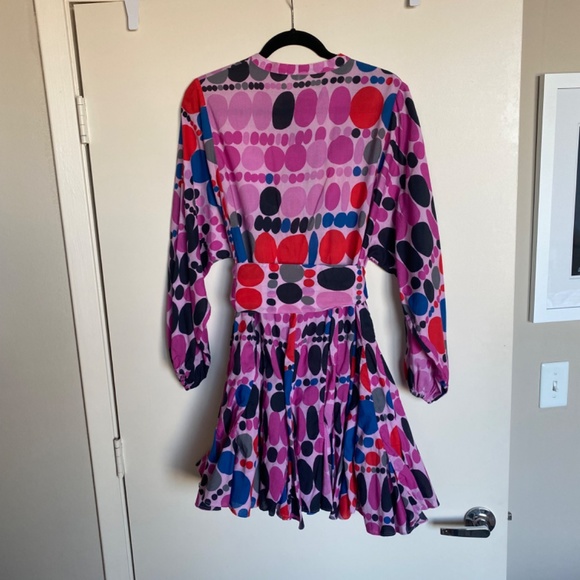 Rhode Emma Dress In Purple Dots Multicolor Geometric Print Long Sleeve Dress - Picture 6 of 7